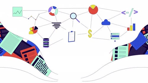 Animação 2D da linha de tecnologia de análise de dados