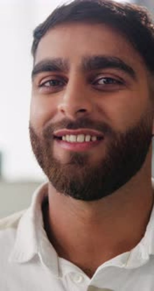 Wellness, face and happy man with unwind, positive attitude and optimism on weekend break