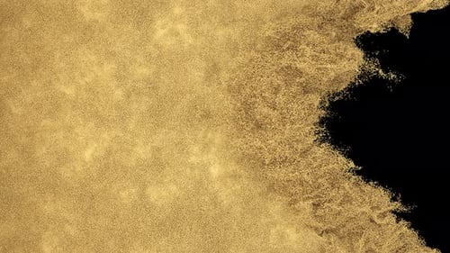 Golden Glitter Particles Transition Reveal on Black Background