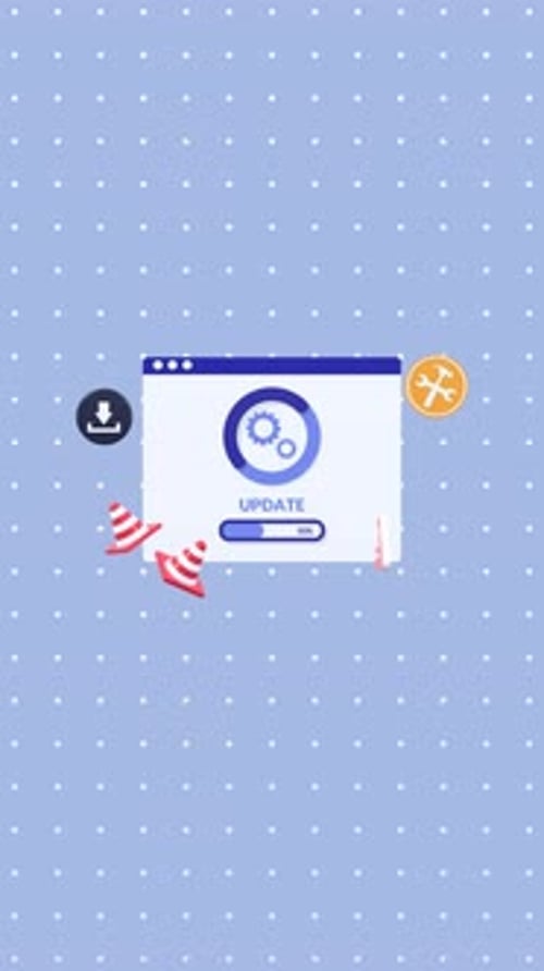 Vertical Animated Concept Of System Update, Software Upgrade And Installation Process.