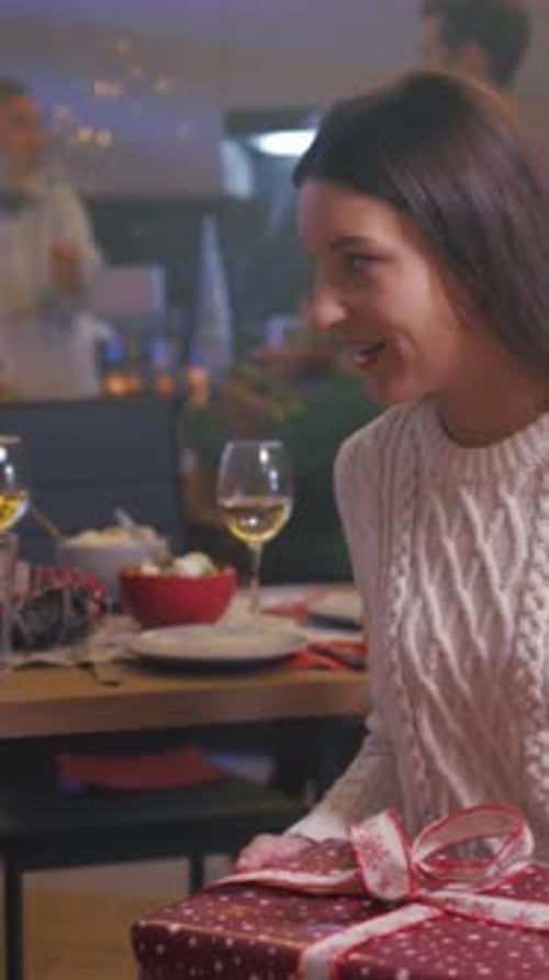 Festive Christmas Gift Exchange with Happy Family