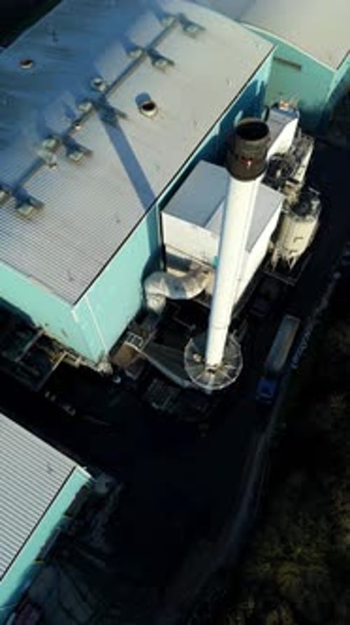 Aerial view of industrial building, United Kingdom.