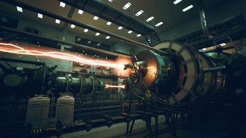 Technological Core Firing Plasma Energy Beam in Science Lab