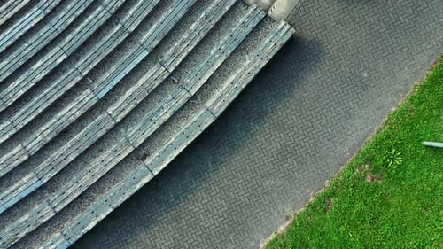 Above View Of Sauleskalna estrāde Outdoor Amphitheater In Talsi, Latvia. Aerial Topdown Shot