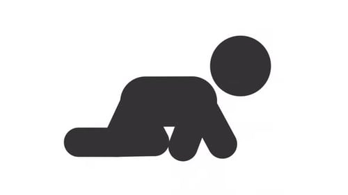 Animated Crawling Human Icon in Flat Design Style