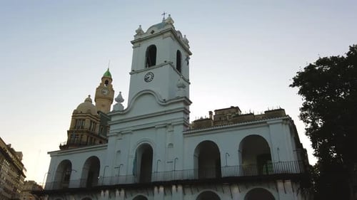 Cabildo iconic building of Buenos Aires City Argentina over sunset skyline historic architecture ill