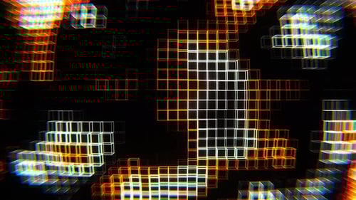 Orange And White Neon Cubic Frame Waves Background Vj Loop In 4K