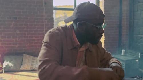 Young Black DJ Playing Music