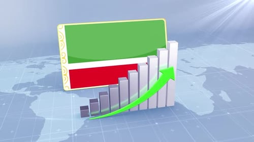 Corporate Growth 3D Bar Chart Animation with Flag Background