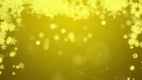 Zusammenfassung Scharfe und verschwommene Partikel, die von goldenem Schneeflockensch