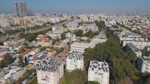 Tel Aviv cityscape aerial view on a clear day