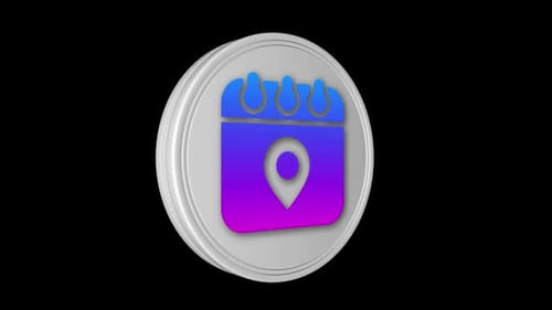 Modern 3D Calendar Location Pin Spinning Icon Loop