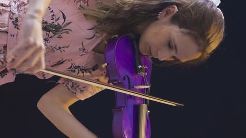 Violinist Plays a Bright Purple Electric Violin