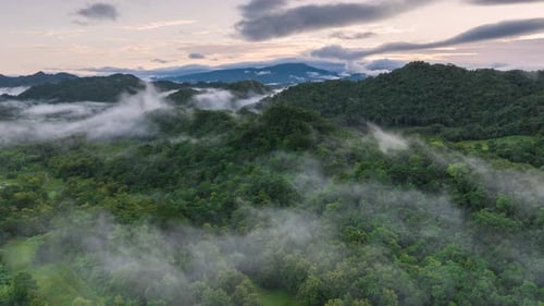 Beautiful aerial view of the valley landscape in the morning.