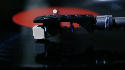 Record Player Needle on Spinning Vinyl