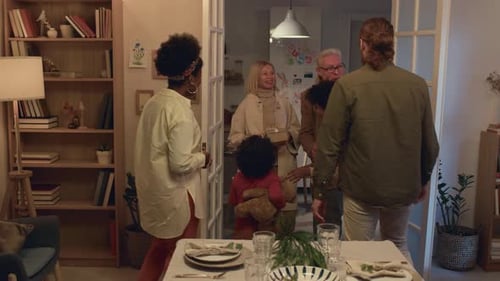 Family Arrives for Festive Home Gathering