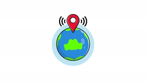 Globo de 4k con símbolo de ubicación. Vídeo de animación sobre el concepto de ubicación