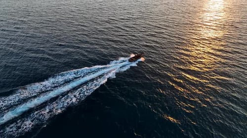 The White Path on Water From Boat Isolated on Black Background Ship Wake Trail Top View Seamless
