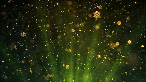 Golden Snowflakes and Sparkling Particles Christmas Holiday Background