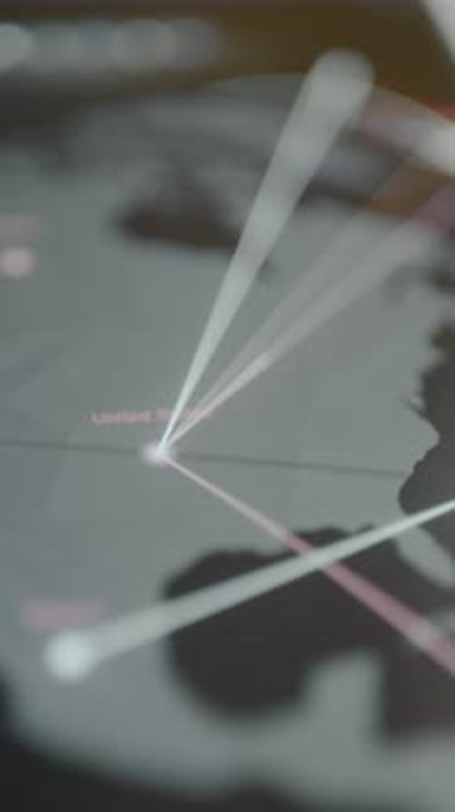 World Map with Lines and Connected Nodes