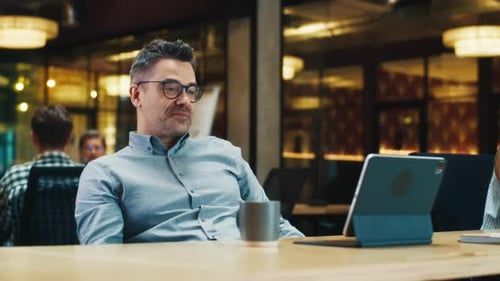 Man Having Video Call During Work in Office