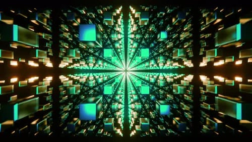 Orange And Blue Abstract Cubic Dimension Background Vj Loop