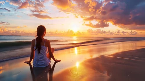 Peaceful sunset beach scene