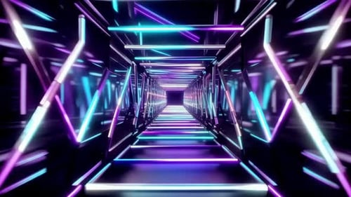 Futuristic Neon Tunnel Cyberpunk Sci Fi Background