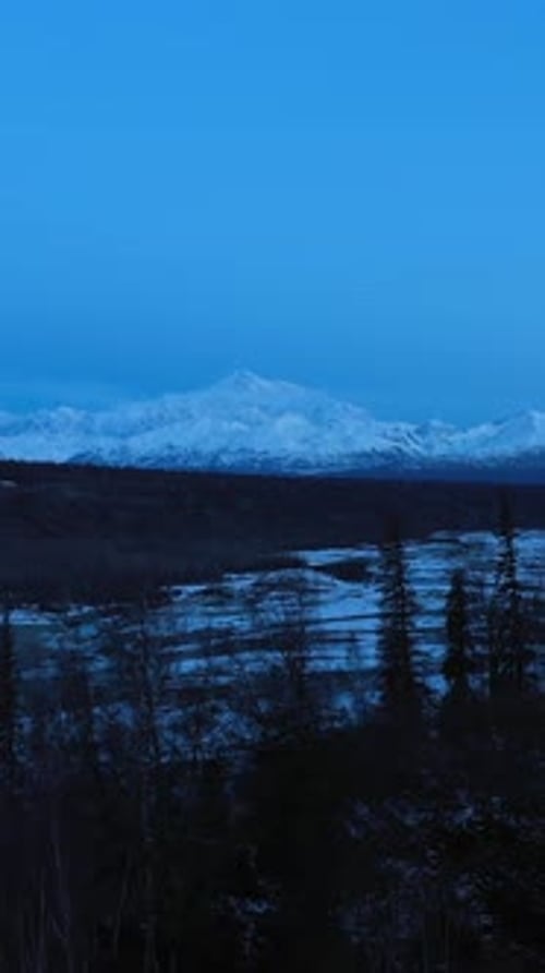 Mount Denali in Winter Alaska USA Aerial View Vertical Video