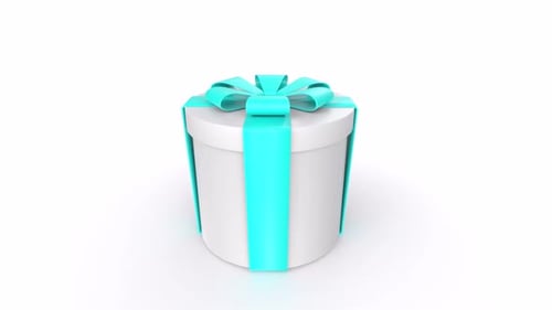 Blue gift box 3d object rotating loop