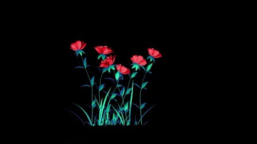 Beautiful Red Flowers Grow Animation