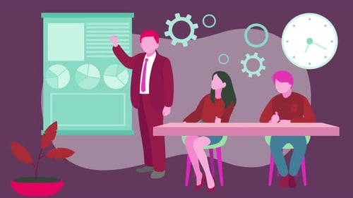 Flat Design Corporate Presentation with Animated Team and Charts