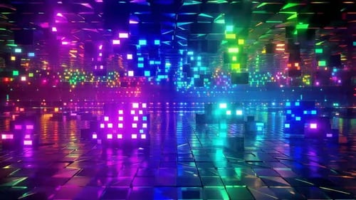 Fond de mouvement Disco numérique coloré en cubes de néon