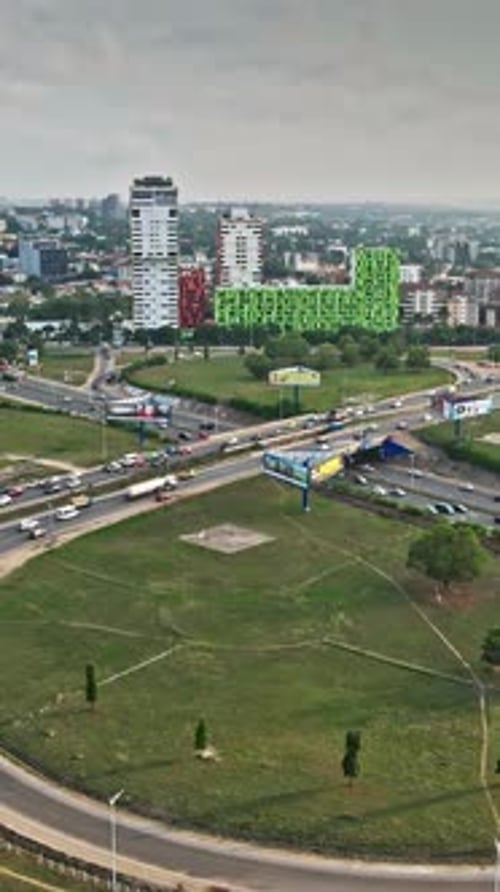 Aerial view of urban development in Accra, Ghana showcasing infrastructure