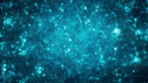 Sparkling Blue Snowflakes Winter Holiday Abstract Loop Background
