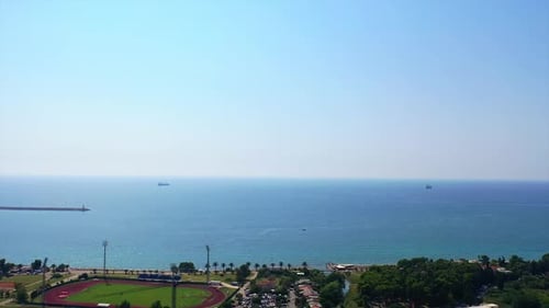 Approaching the waterscape from the seashore. Beautiful panorama of Adriatic sea at the coast