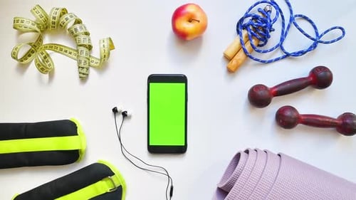 Phone With Gym Accessories Background (Static) 2