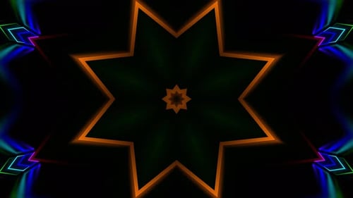 Vibrant Neon Geometric Kaleidoscope Background Animation