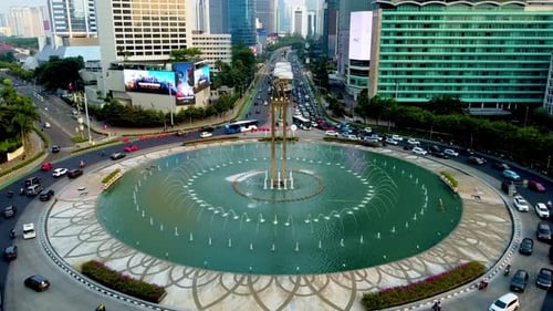 Vista aérea de Bundaran HI no centro de Jacarta