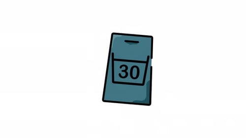 Animated Sketch Style Phone with Number 30 Icon