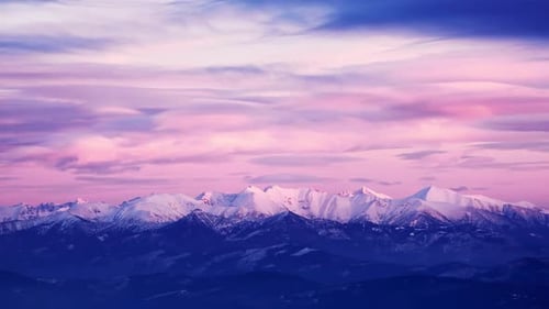 Snowy Winter Timelapse of High Tatras Slovakia at Sunset. Timelapse