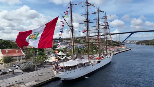 United Nations Ship At Otrobanda Curacao. Caribbean Island.