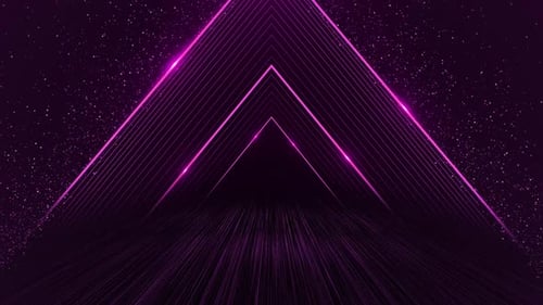 Moving Through Abstract Purple Neon Light Tunnel