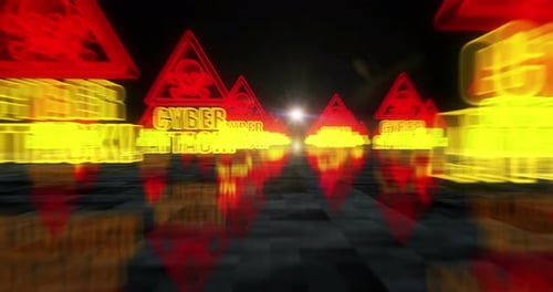 Cyber attack network security breach symbols loop cyber concept