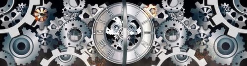 Mechanical Clock Gears and Technology Sparks Movement Animation
