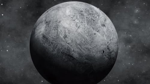 Eris fiktiver 3D-Planet auf dem Weltraumstern, Galaxieansicht