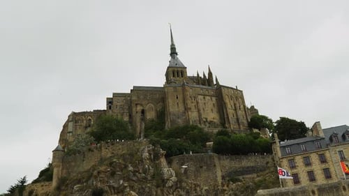 Side view of Mont-Saint-Michel Abbey in the St. Michel area, France
