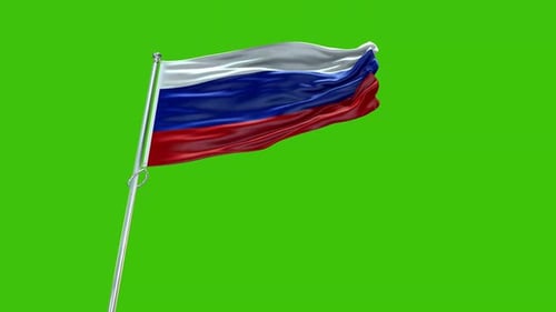 Realistic Russian Flag Waving Animation on Green Screen