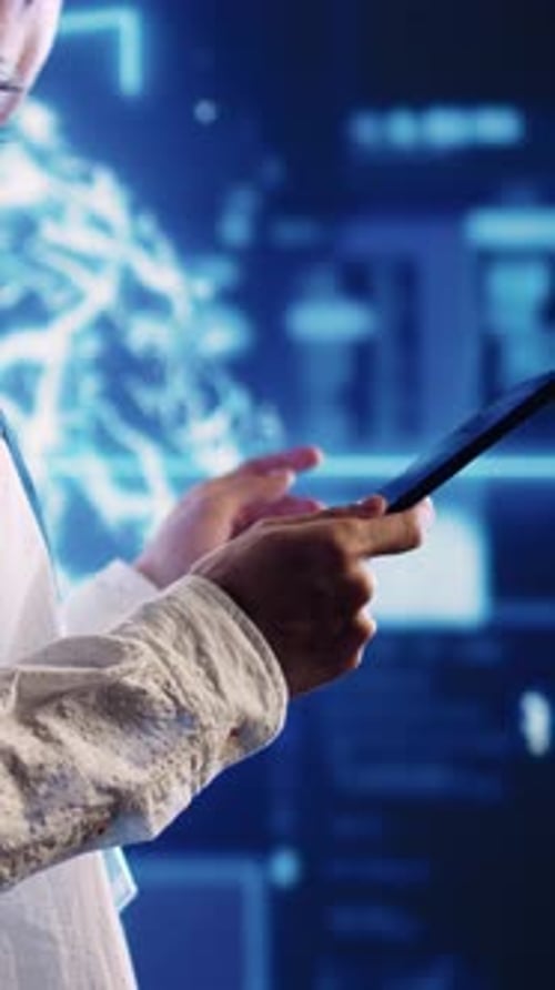 Vertical Video Expert Doing AI Human Brain Simulation