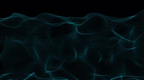 Fondo animado de partículas coloridas, curva, onda, forma de red, movimiento, textura